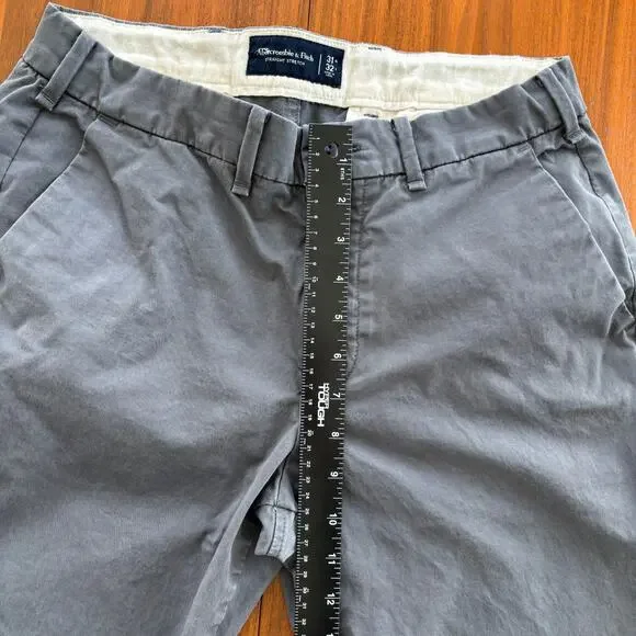 Abercrombie Men's Chino Pants Straight Stretch Trouser Casual Gray 31 x 32 - Picture 5 of 9